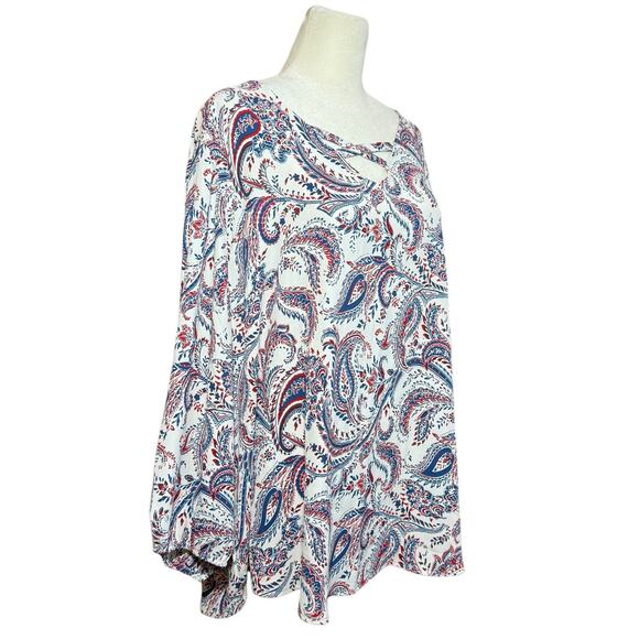 Chicos Cutout Blouse Women 4 Plus Size Paisley Flowy Americana Career Office Top - Picture 9 of 11